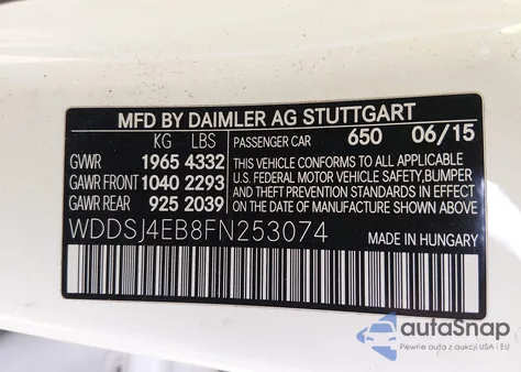 2015 Mercedes-Benz Cla 250 from USA, damaged, VIN WDDSJ4EB8FN253074